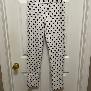 Krazy Larry White and Black Polka Dot Ankle Cropped Pants